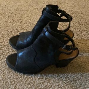 Black wedge booties, size 9.